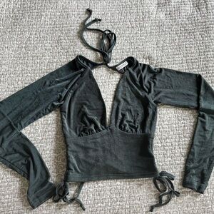 Elegant Dark Teal Long Sleeve Women's Top